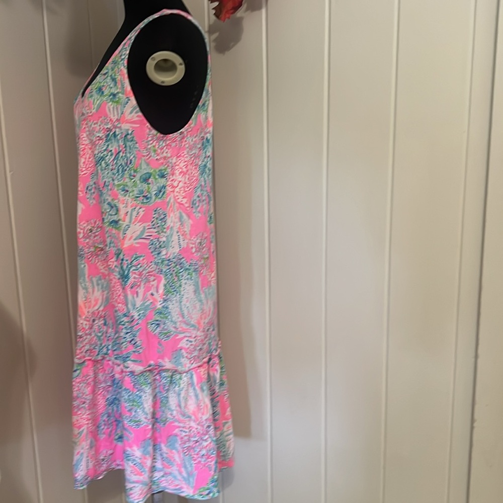 🔥🔥lily pulitzer Pink and Green Sleeveless Dress M - Picture 3 of 6